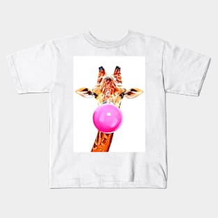 Giraffe with Bubblegum Kids T-Shirt